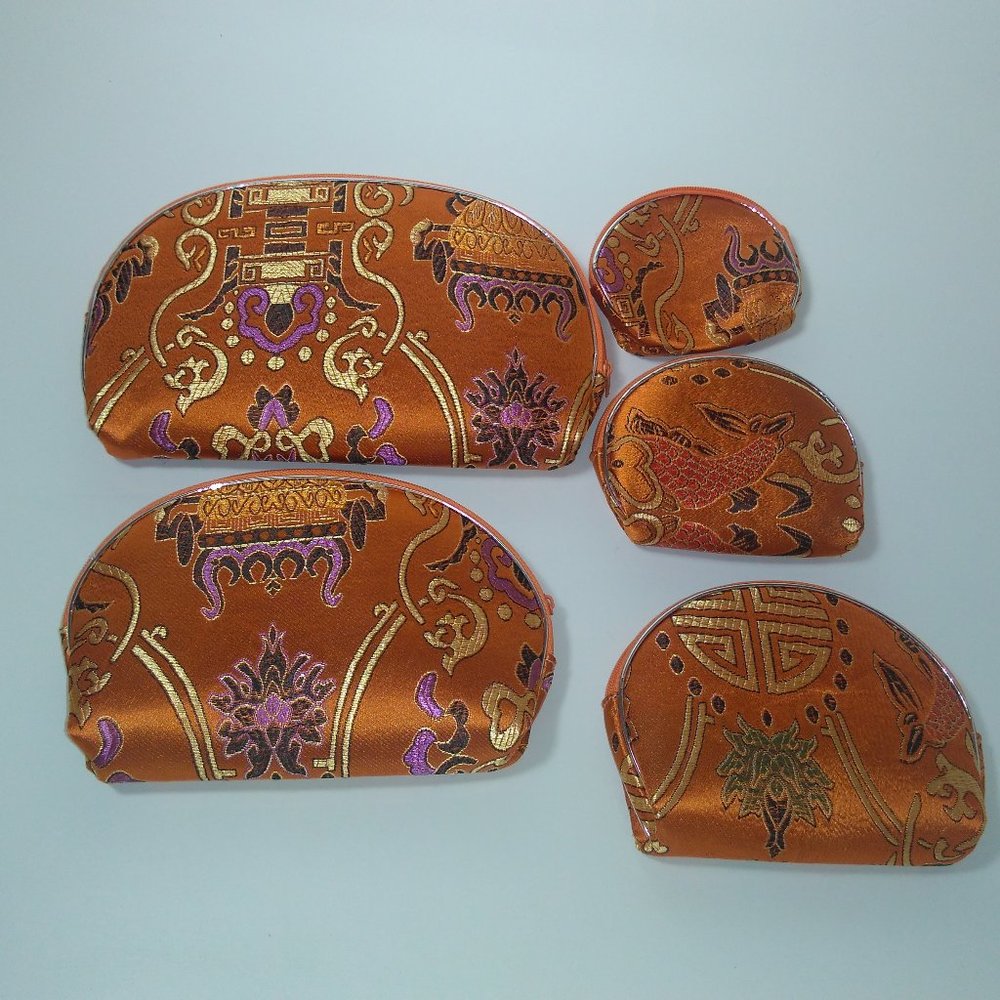 Lot of 5 Cosmetic Makeup Bag Zippered